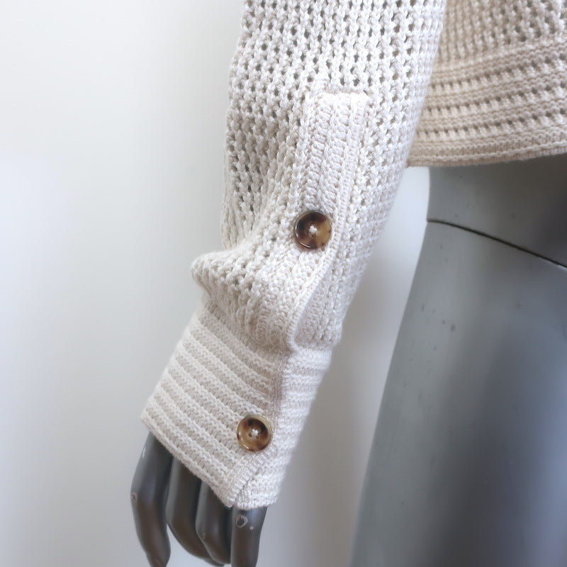 La Ligne Jane Crochet Shirt Cream Cotton-Blend Size Medium