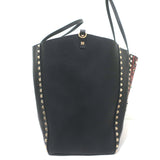 Valentino Tribal Painted Rockstud Tote Black Grained Leather Large Shoulder Bag