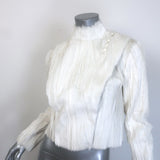 Valentino Flap-Front Goat Fur Jacket Cream Size 38