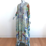 Camilla Lace-Up Kaftan Light Blue Crystal-Embellished Silk One Size Maxi Dress