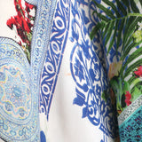 Camilla Lace-Up Kaftan Light Blue Crystal-Embellished Silk One Size Maxi Dress