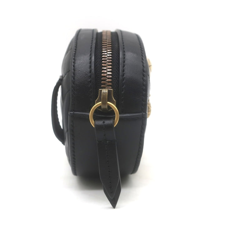 Gucci GG Marmont Animal Studs Matelasse Mini Belt Bag Black Leather Size 85