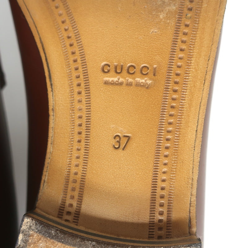 Gucci Jordaan Horsebit Loafers Sweet Chestnut Leather Size 37