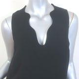 Christopher Kane Scalloped V-Neck Sleeveless Mini Dress Black Wool Crepe Size 10