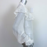 LoveShackFancy Erica Ruffle Blouse Cream Lace-Trim Swiss Dot Size Medium