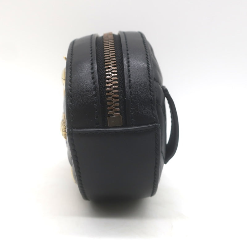 Gucci GG Marmont Animal Studs Matelasse Mini Belt Bag Black Leather Size 85