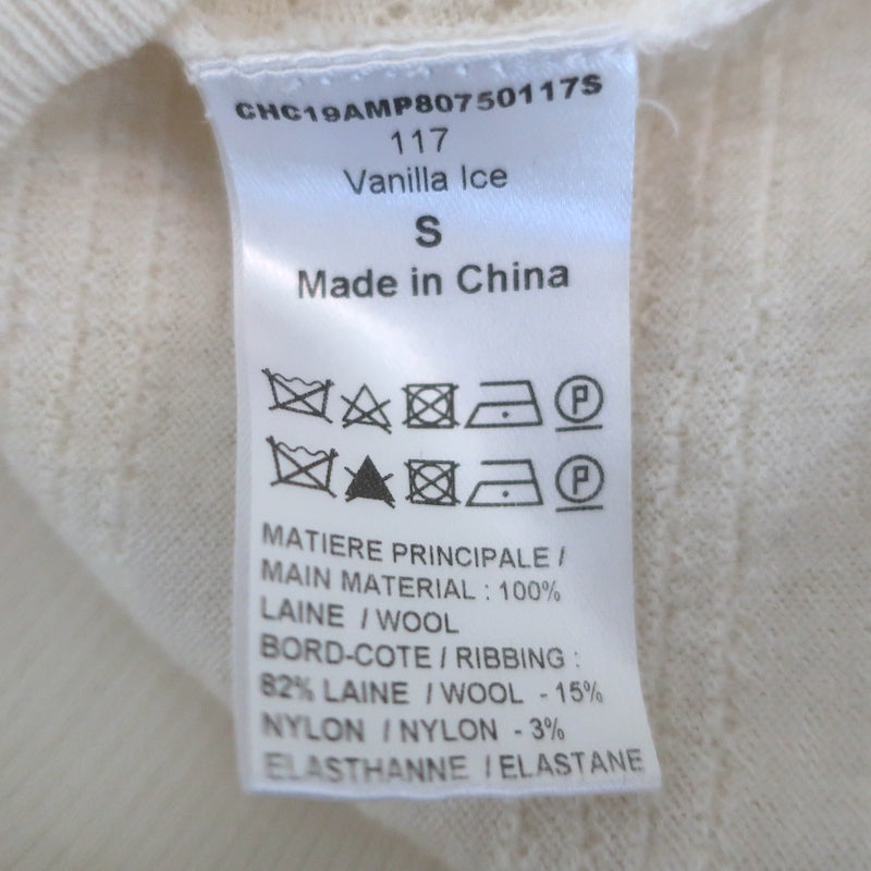 Chloe Ruffle Sweater Vanilla Wool Pointelle Knit Size Small