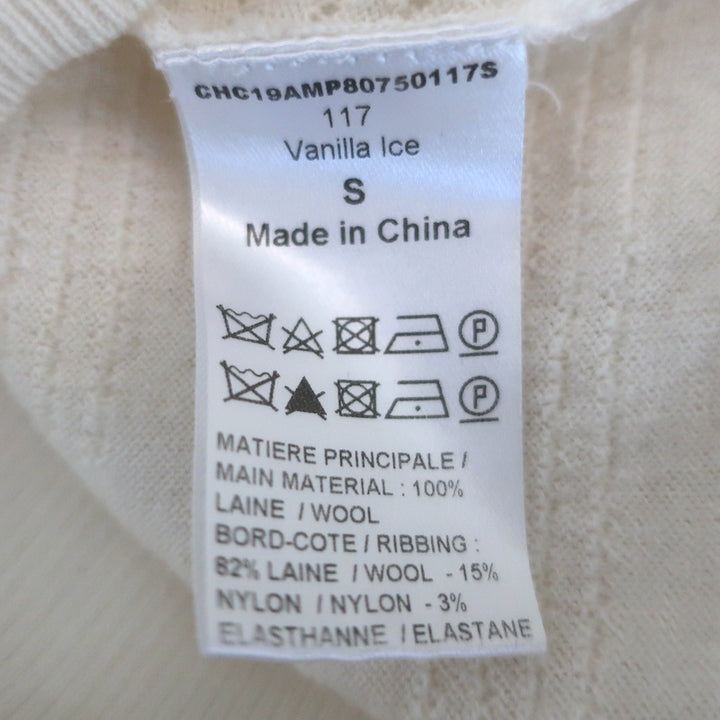 Chloe Ruffle Sweater Vanilla Wool Pointelle Knit Size Small
