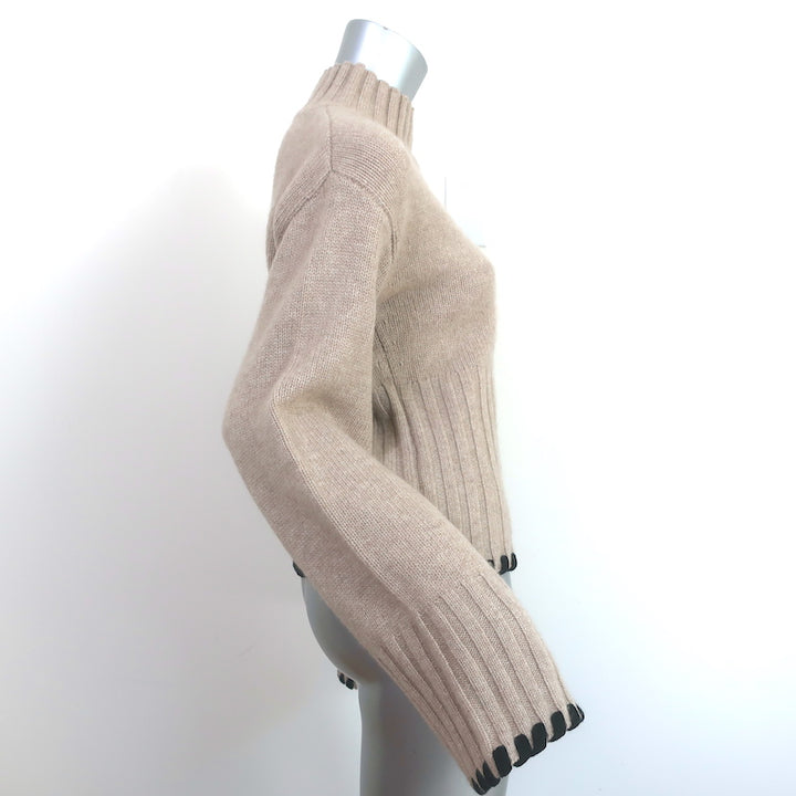 Khaite Colette Whipstitched Cashmere Sweater Beige Size Small