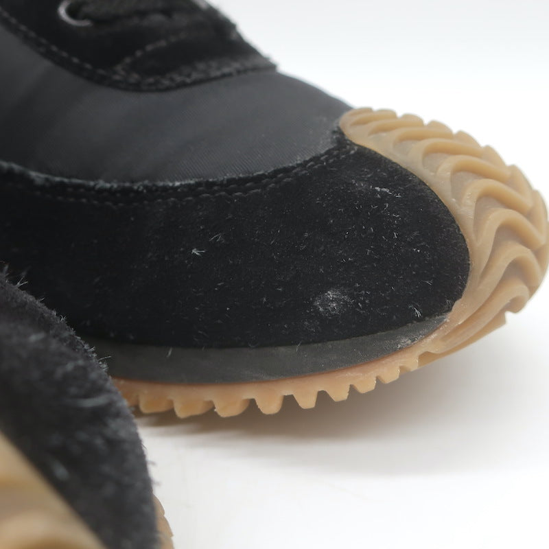 Loewe Flow Runner Sneakers Black Nylon &amp; White Leather Size 38