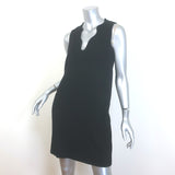 Christopher Kane Scalloped V-Neck Sleeveless Mini Dress Black Wool Crepe Size 10