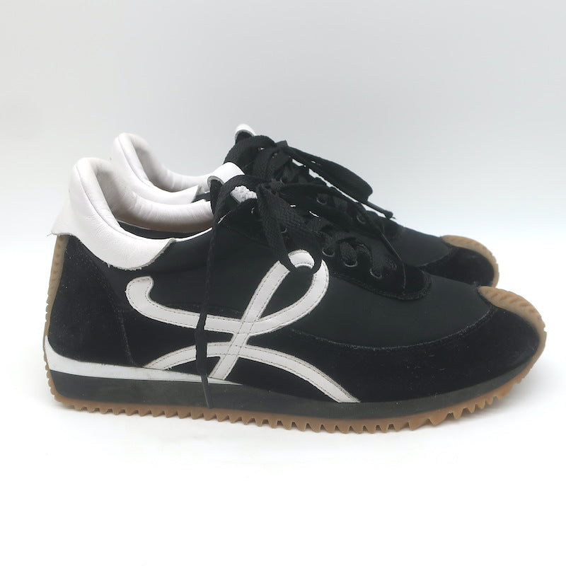Loewe Flow Runner Sneakers Black Nylon &amp; White Leather Size 38