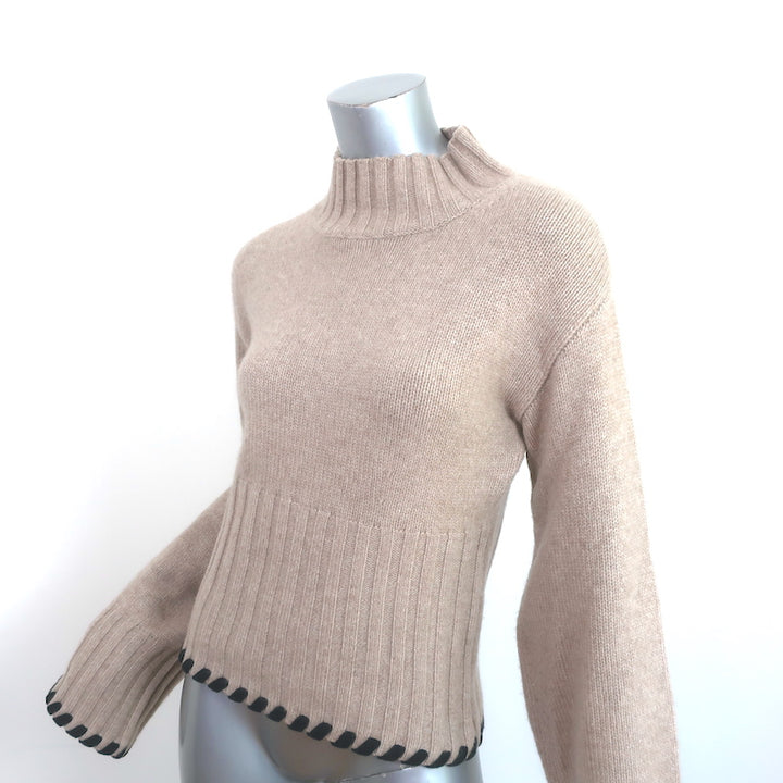 Khaite Colette Whipstitched Cashmere Sweater Beige Size Small