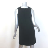 Christopher Kane Scalloped V-Neck Sleeveless Mini Dress Black Wool Crepe Size 10