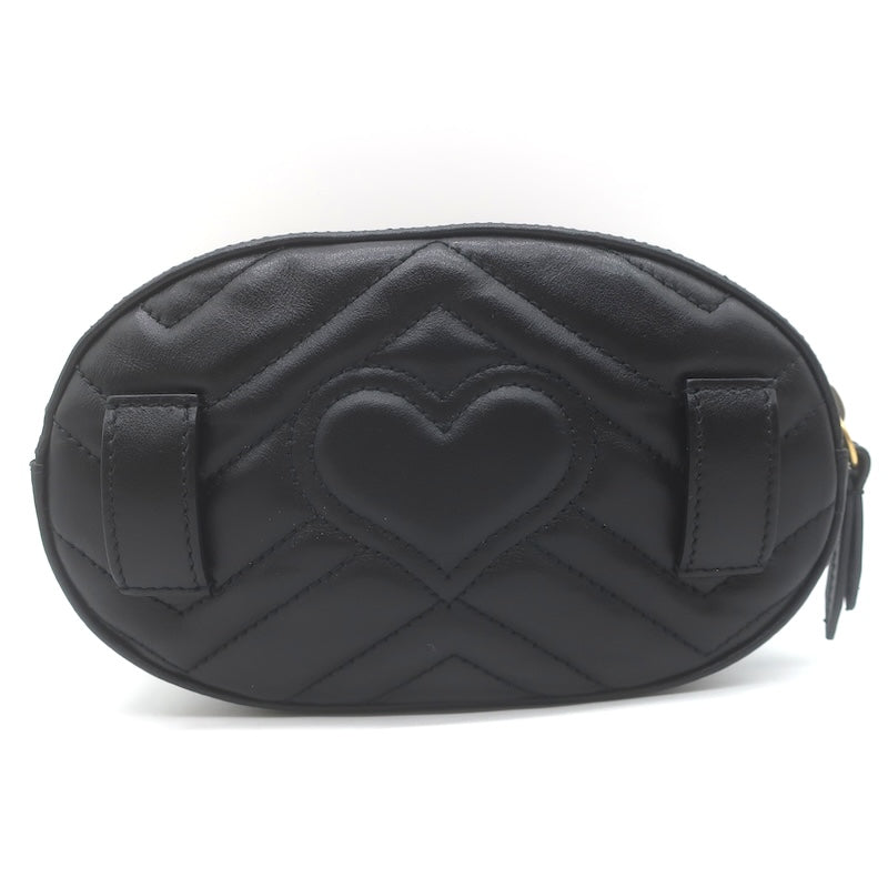 Gucci GG Marmont Animal Studs Matelasse Mini Belt Bag Black Leather Size 85
