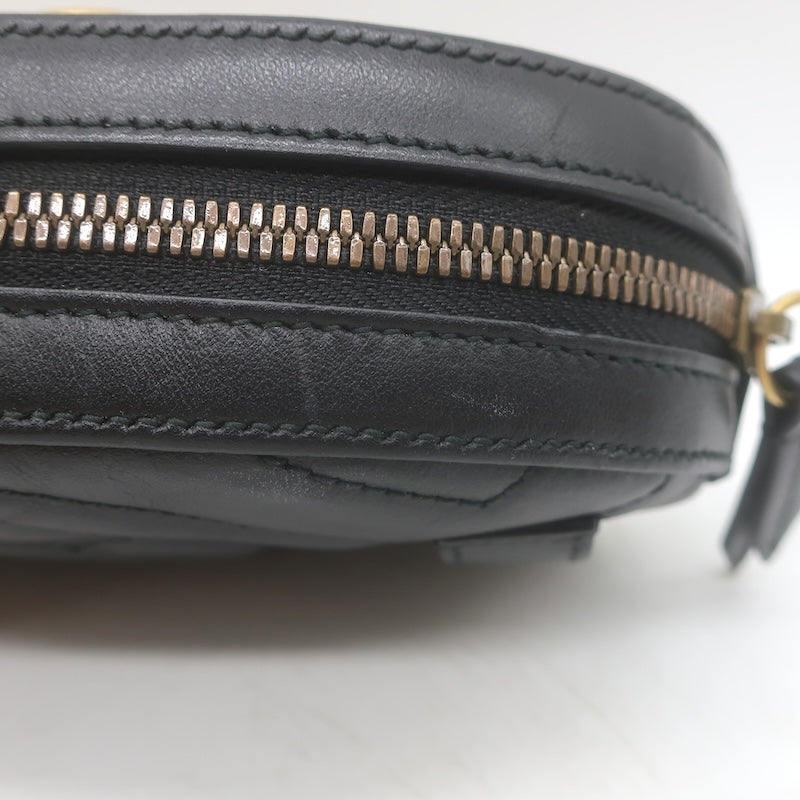 Gucci GG Marmont Animal Studs Matelasse Mini Belt Bag Black Leather Size 85