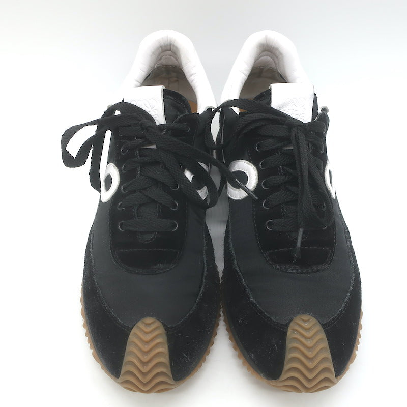Loewe Flow Runner Sneakers Black Nylon &amp; White Leather Size 38
