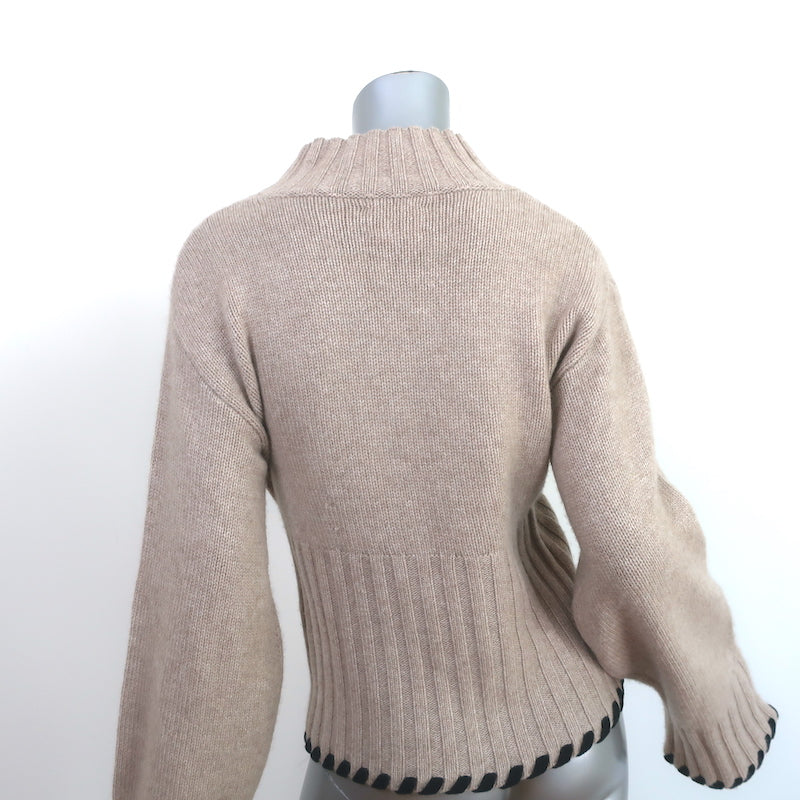 Khaite Colette Whipstitched Cashmere Sweater Beige Size Small