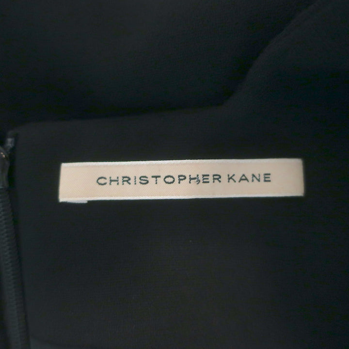Christopher Kane Scalloped V-Neck Sleeveless Mini Dress Black Wool Crepe Size 10