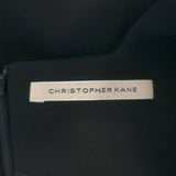 Christopher Kane Scalloped V-Neck Sleeveless Mini Dress Black Wool Crepe Size 10