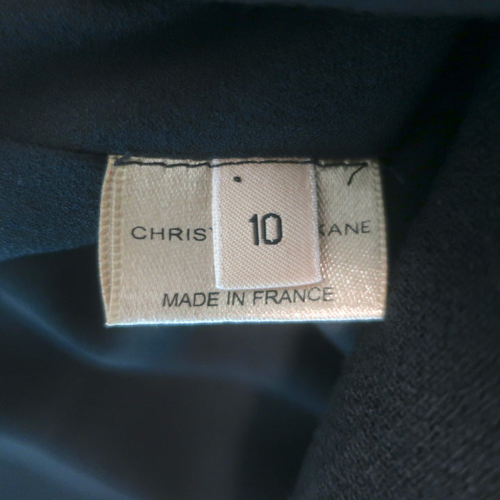 Christopher Kane Scalloped V-Neck Sleeveless Mini Dress Black Wool Crepe Size 10