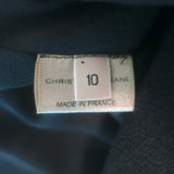 Christopher Kane Scalloped V-Neck Sleeveless Mini Dress Black Wool Crepe Size 10