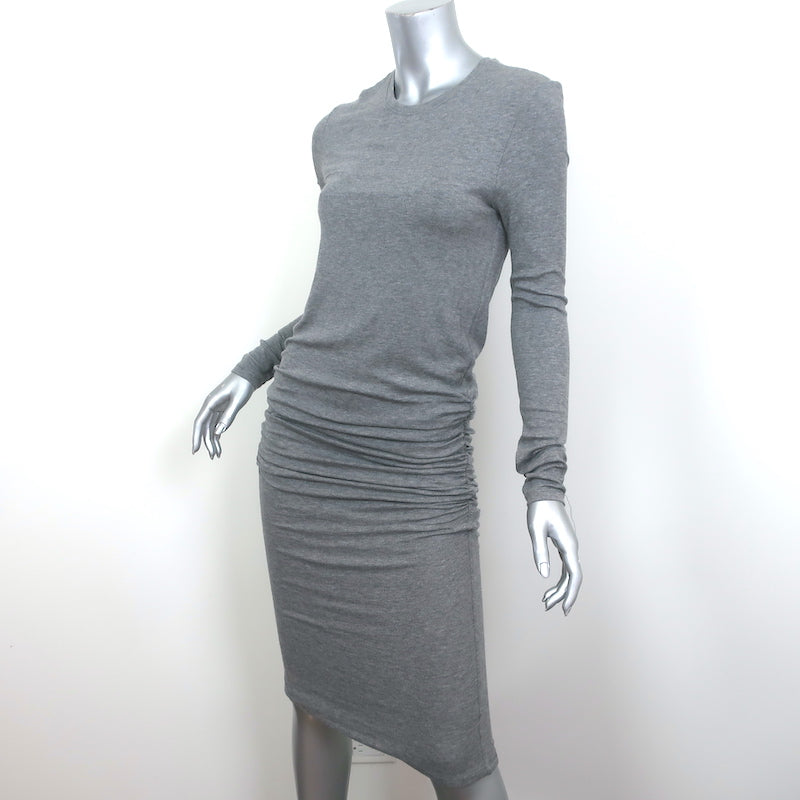 ATM Anthony Thomas Melillo Ruched Ribbed Jersey Dress Gray Size Medium
