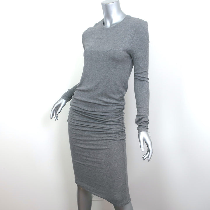 ATM Anthony Thomas Melillo Ruched Ribbed Jersey Dress Gray Size Medium