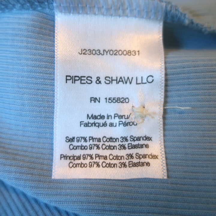 Veronica Beard Coralee Puff Sleeve Top Blue Ribbed Knit &amp; Poplin Size Medium