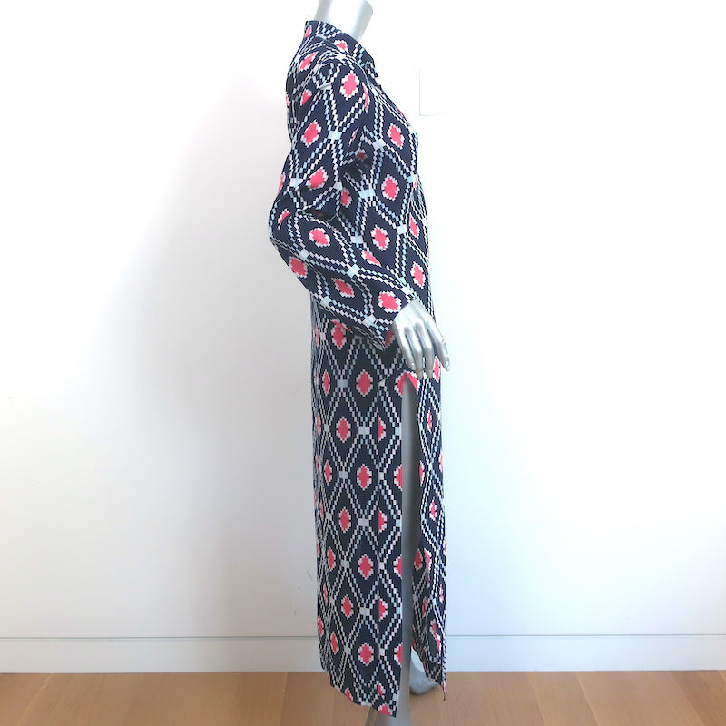 Tory Burch Tunic Maxi Dress Navy Printed Cotton Size 8
