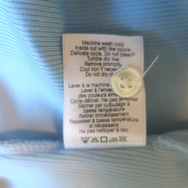 Veronica Beard Coralee Puff Sleeve Top Blue Ribbed Knit &amp; Poplin Size Medium