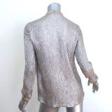 Tory Burch Metallic Button Down Shirt Silver/Taupe Size 0 Long Sleeve Top