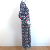 Tory Burch Tunic Maxi Dress Navy Printed Cotton Size 8