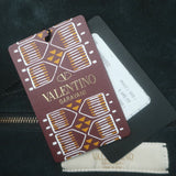 Valentino Tribal Painted Rockstud Tote Black Grained Leather Large Shoulder Bag