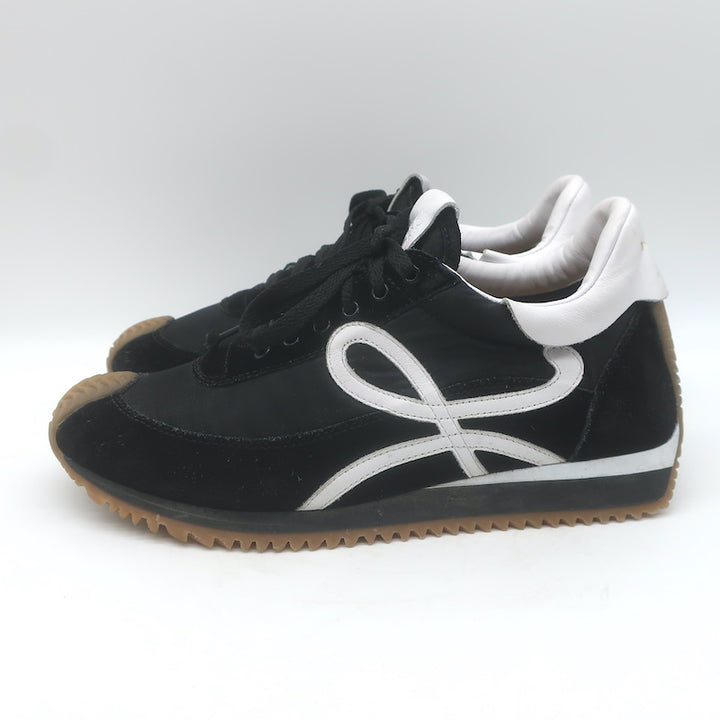 Loewe Flow Runner Sneakers Black Nylon &amp; White Leather Size 38