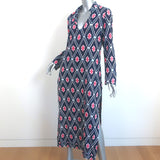 Tory Burch Tunic Maxi Dress Navy Printed Cotton Size 8