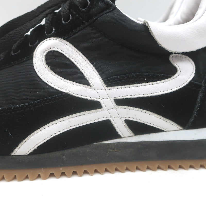 Loewe Flow Runner Sneakers Black Nylon &amp; White Leather Size 38