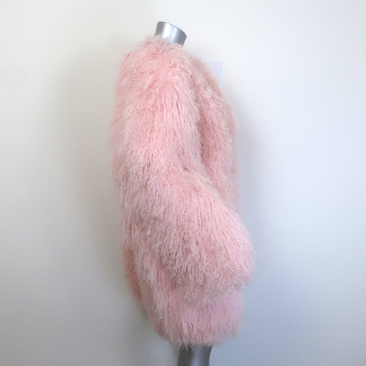 Magda Butrym Shag Shearling Coat Pink Size 38 NEW