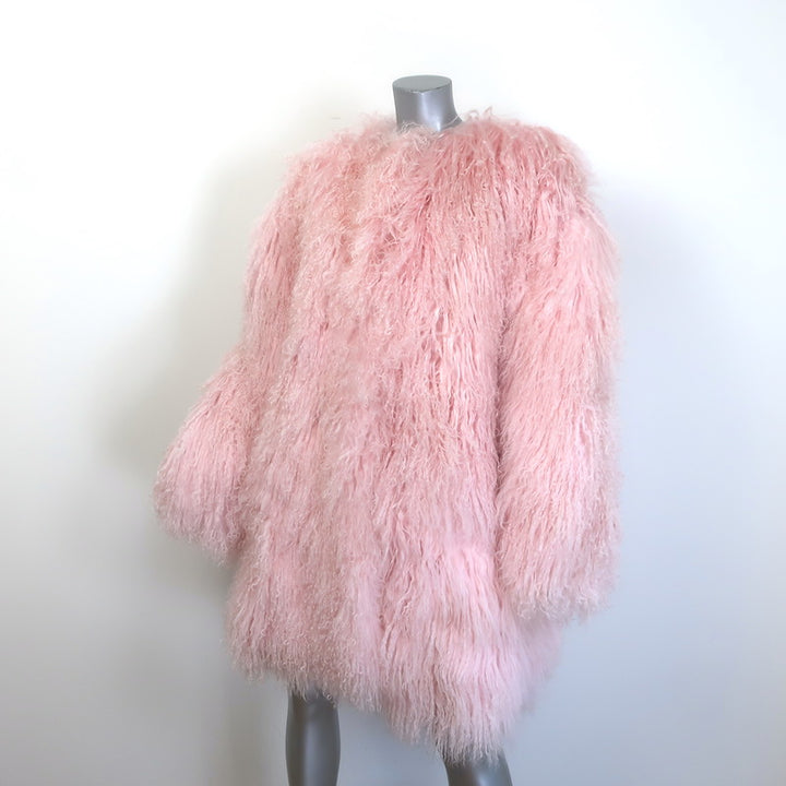 Magda Butrym Shag Shearling Coat Pink Size 38 NEW
