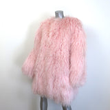 Magda Butrym Shag Shearling Coat Pink Size 38 NEW