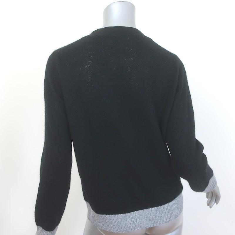 Jumper 1234 Contrast Cashmere Cardigan Black &amp; Gray Size 2 V-Neck Sweater