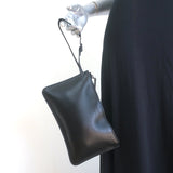 Christian Dior Wristlet Pouch Black Leather Small Clutch