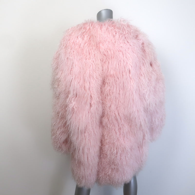 Magda Butrym Shag Shearling Coat Pink Size 38 NEW