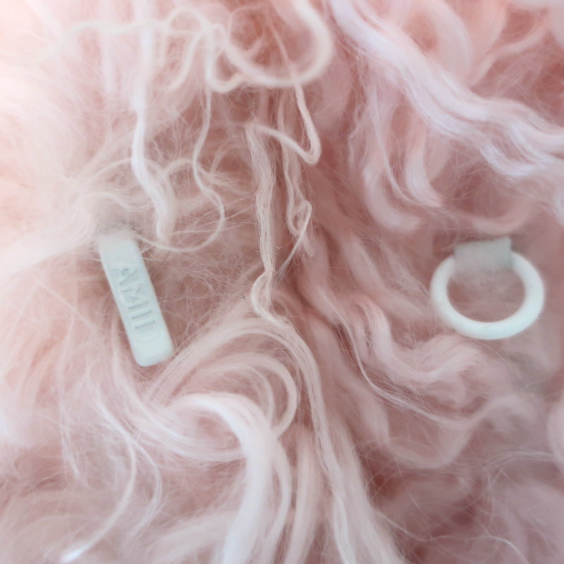 Magda Butrym Shag Shearling Coat Pink Size 38 NEW