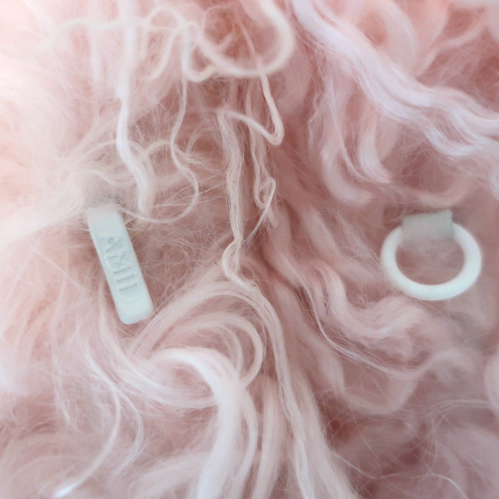 Magda Butrym Shag Shearling Coat Pink Size 38 NEW