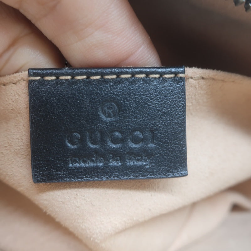 Gucci GG Marmont Animal Studs Matelasse Mini Belt Bag Black Leather Size 85