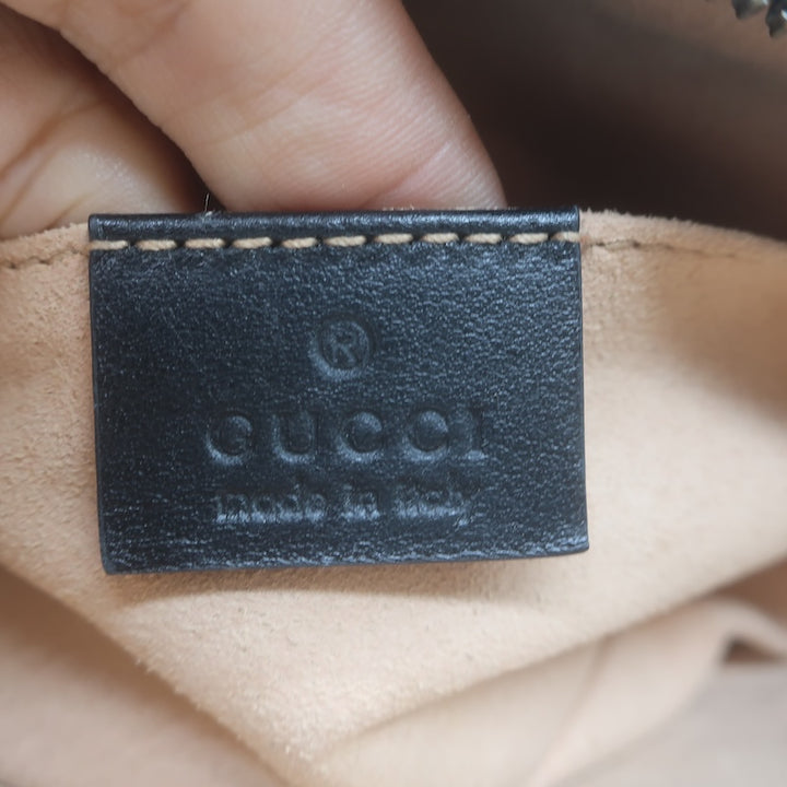Gucci GG Marmont Animal Studs Matelasse Mini Belt Bag Black Leather Size 85