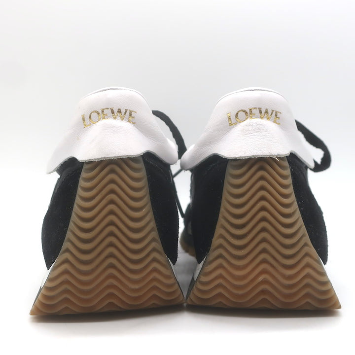 Loewe Flow Runner Sneakers Black Nylon &amp; White Leather Size 38