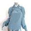 Rachel Comey Ruffled Cutout Blouse Blue Silk Size 6 Long Sleeve Top
