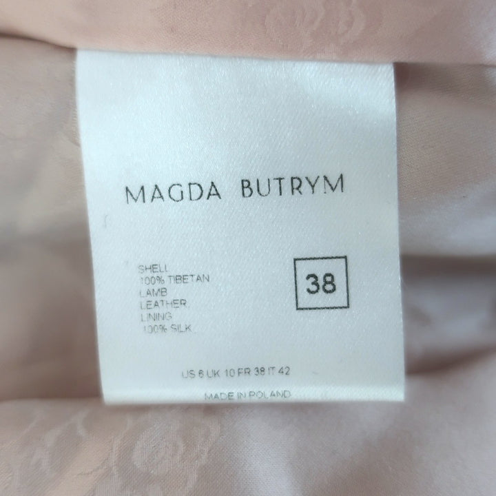 Magda Butrym Shag Shearling Coat Pink Size 38 NEW